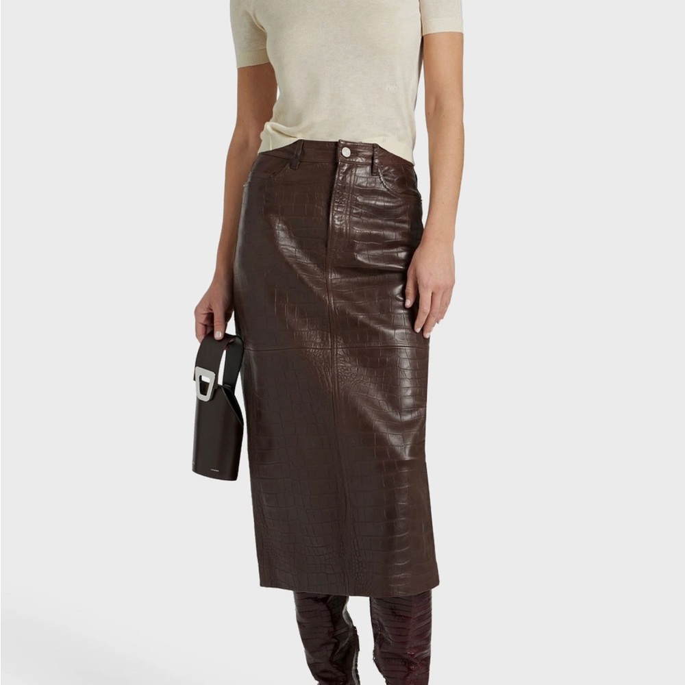 FRAME brown leather skirt